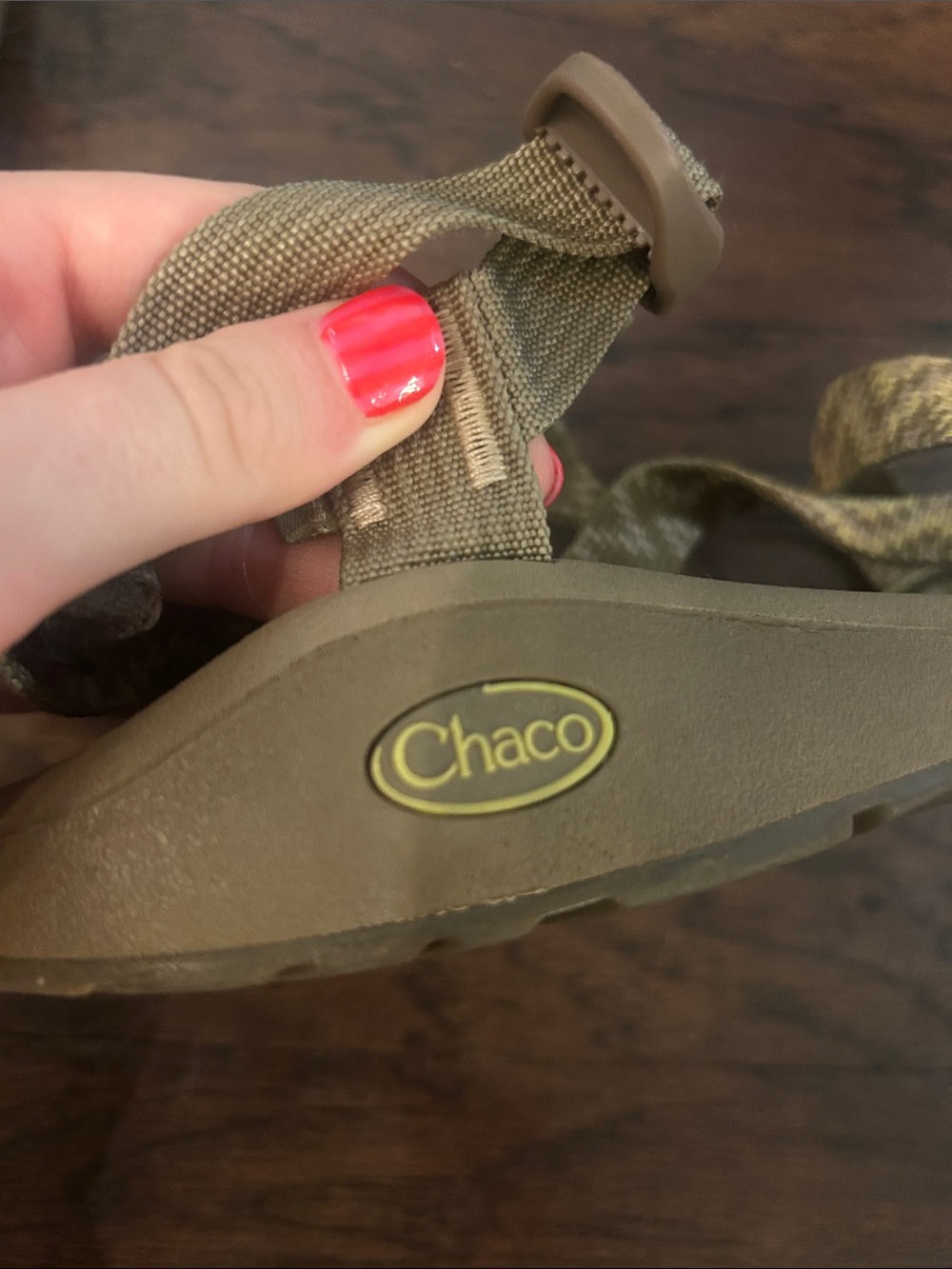 Chaco Olive and Yellow Patterned Strappy Sandals - Picture 4 of 7